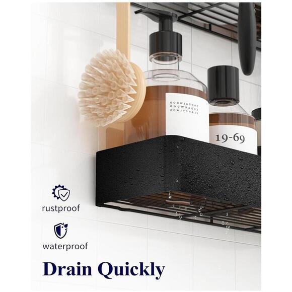 Kitsure Large Shower Caddy - 2 Pack Adhesive Shower Organizer, Drill-Free Shower - Picture 10 of 10